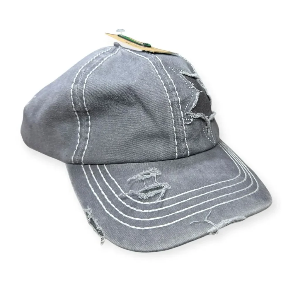 Gray‎ Ponytail Pony Cap Stars Hat New